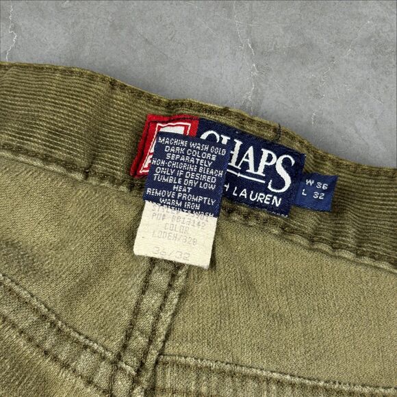 Vintage Ralph Lauren Chaps Faded Olive Green Corduroy Pants - 36x32(Actal 36x30) - Picture 5 of 8